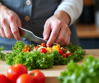 Person preparing a healthy salad